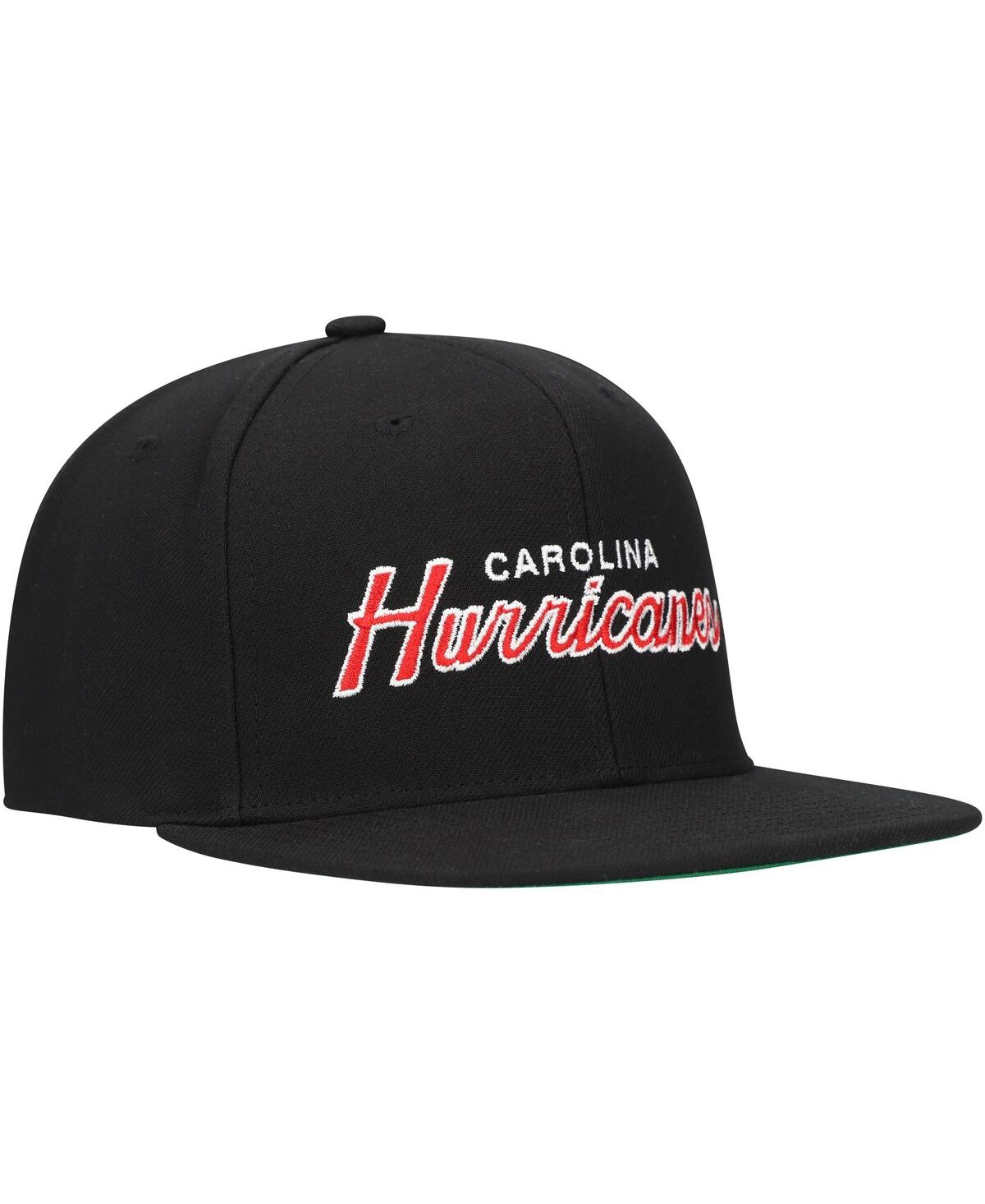 Mitchell & Ness Mitchell Ness Men's Black Carolina Hurricanes Core Team Script 2.0 Snapback Hat In Black