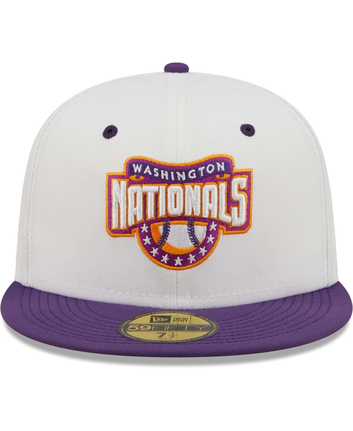 New Era Men'sPurple Washington Nationals 2008 Nationals Park Inaugural Season Grape Lolli 59FIFTY Fitted Hat - White, Purple