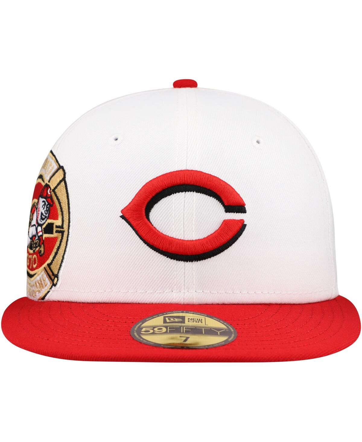New Era Men'sRed Cincinnati Reds Major Sidepatch 59FIFTY Fitted Hat - White, Red