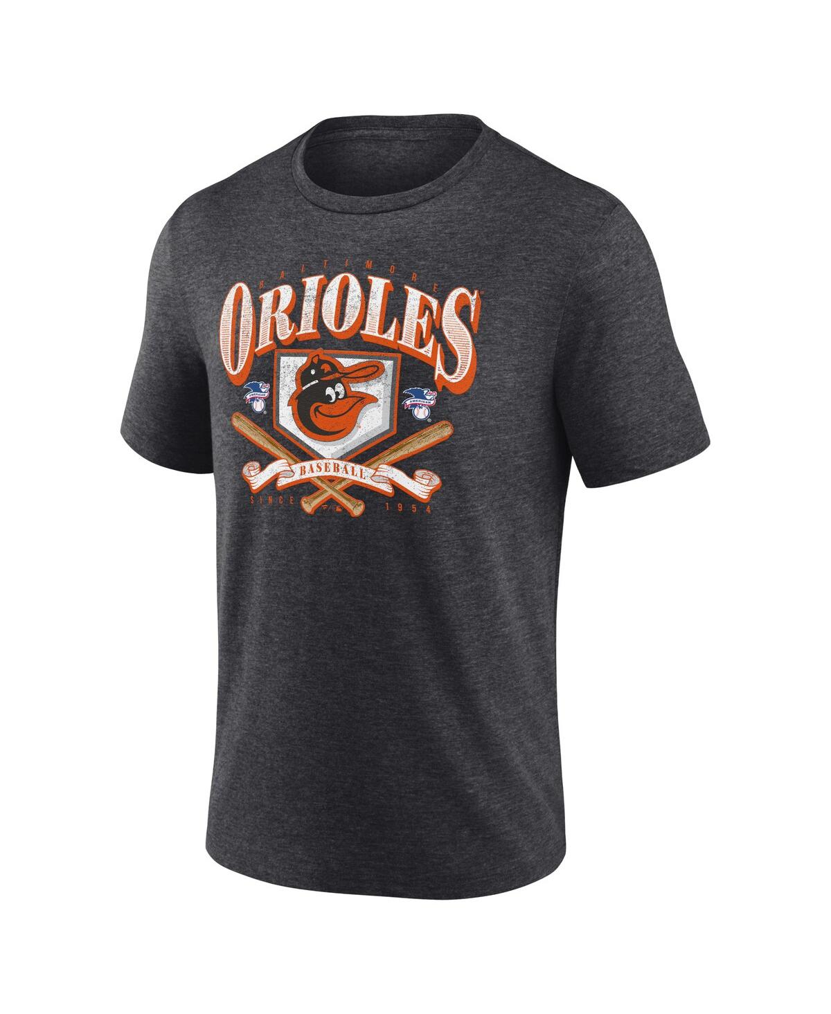 Fanatics Men's Heather Charcoal Baltimore Orioles Home Team Tri-blend T-shirt In Heather Black