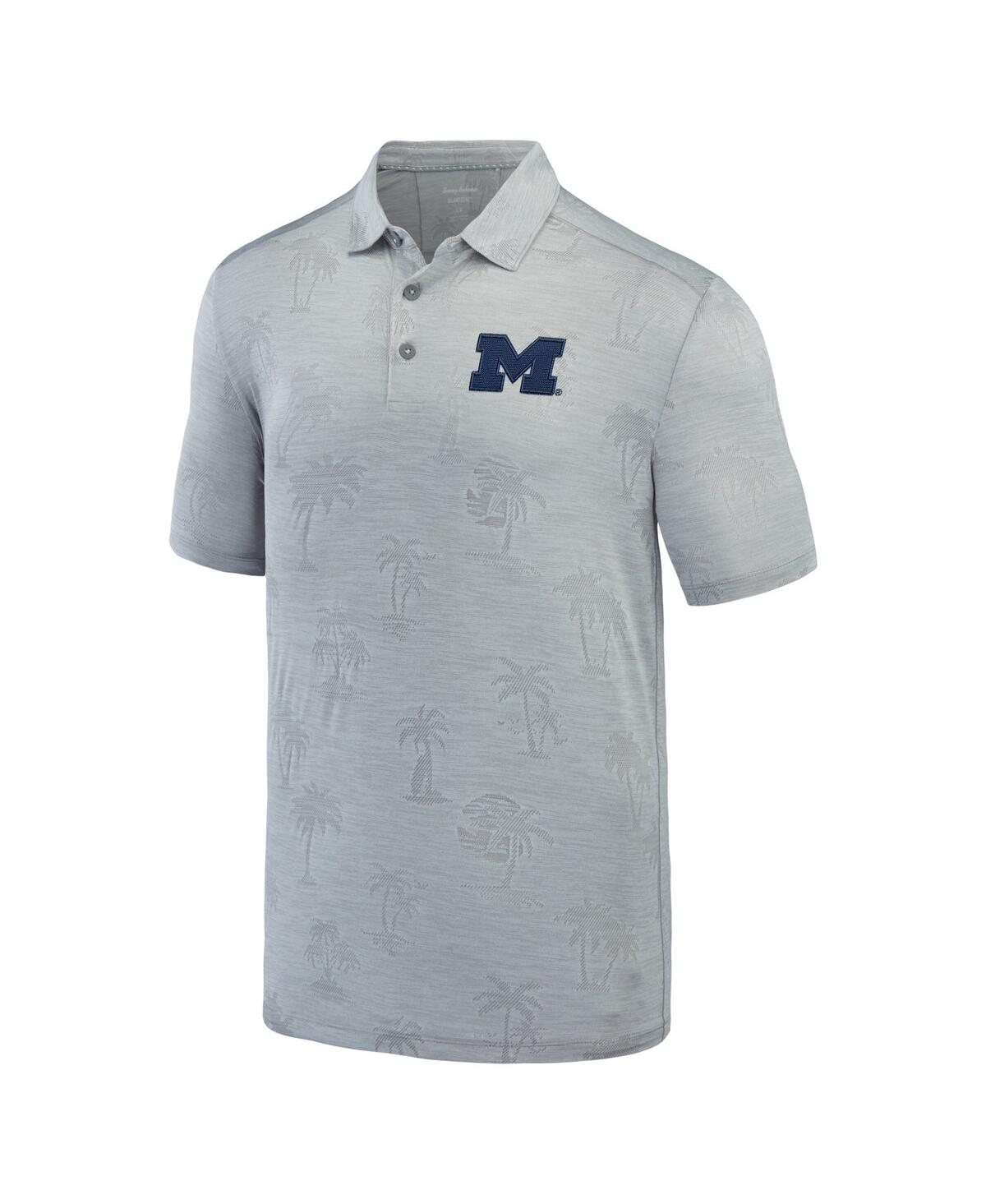 Tommy Bahama Men's Gray Michigan Wolverines Sport Palm Coast Palmera Islandzone Polo In Gray