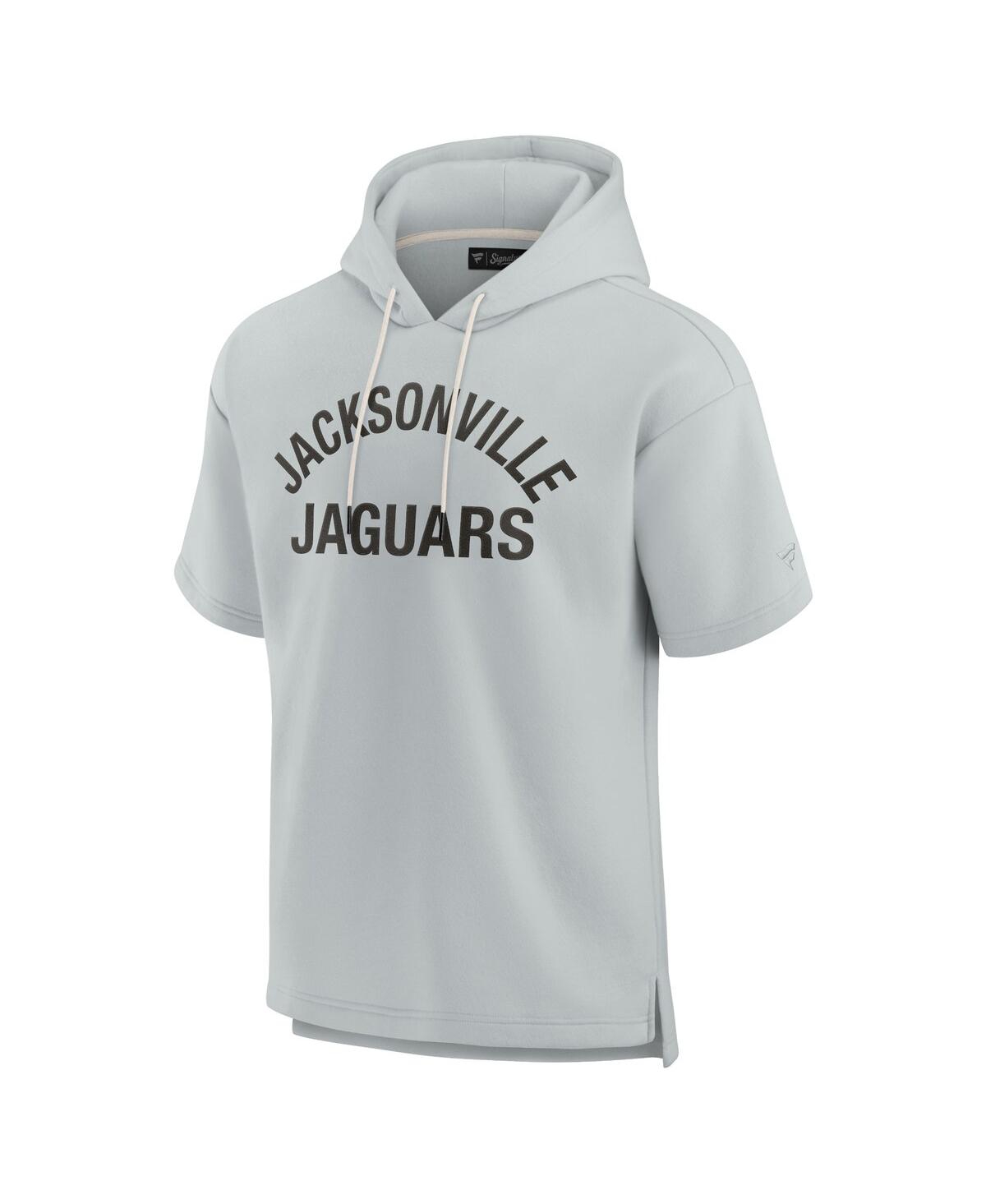 Fanatics Signature Men's And Women's Gray Jacksonville Jaguars Elements Super Soft Fleece Short Sleeve Pullover Hoodie In Gray,cream