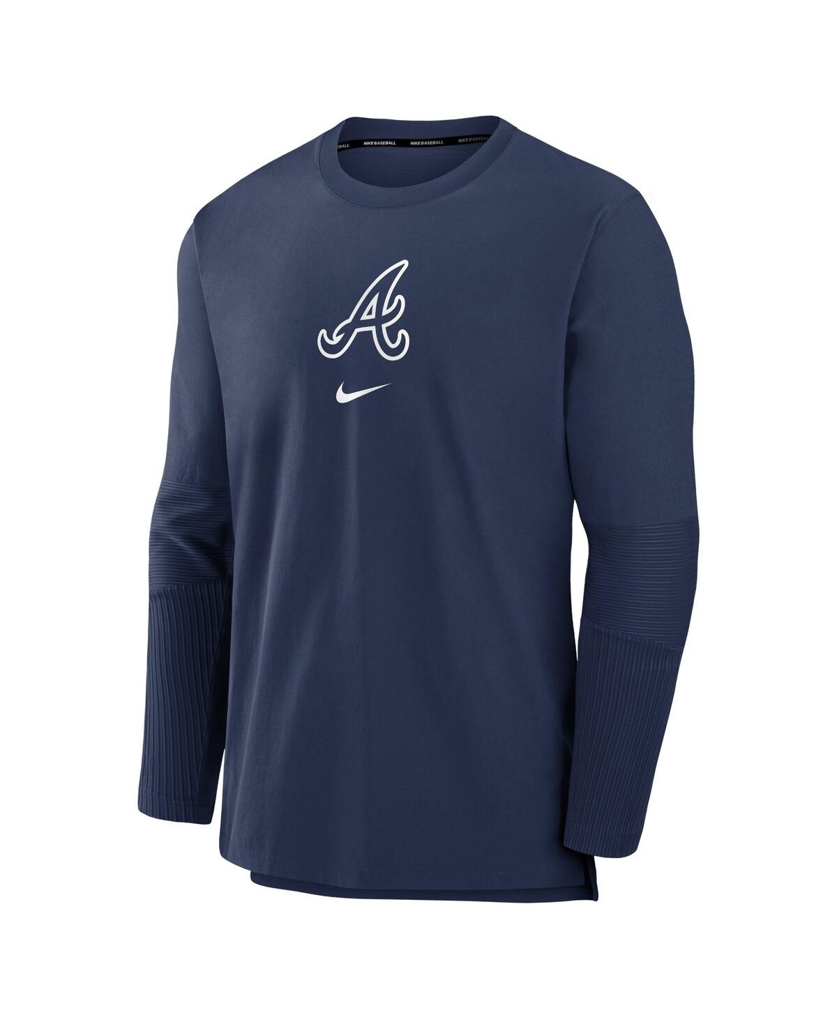Nike Men's Navy Atlanta Braves Authentic Collection Player Performance Pullover Sweatshirt In Navy