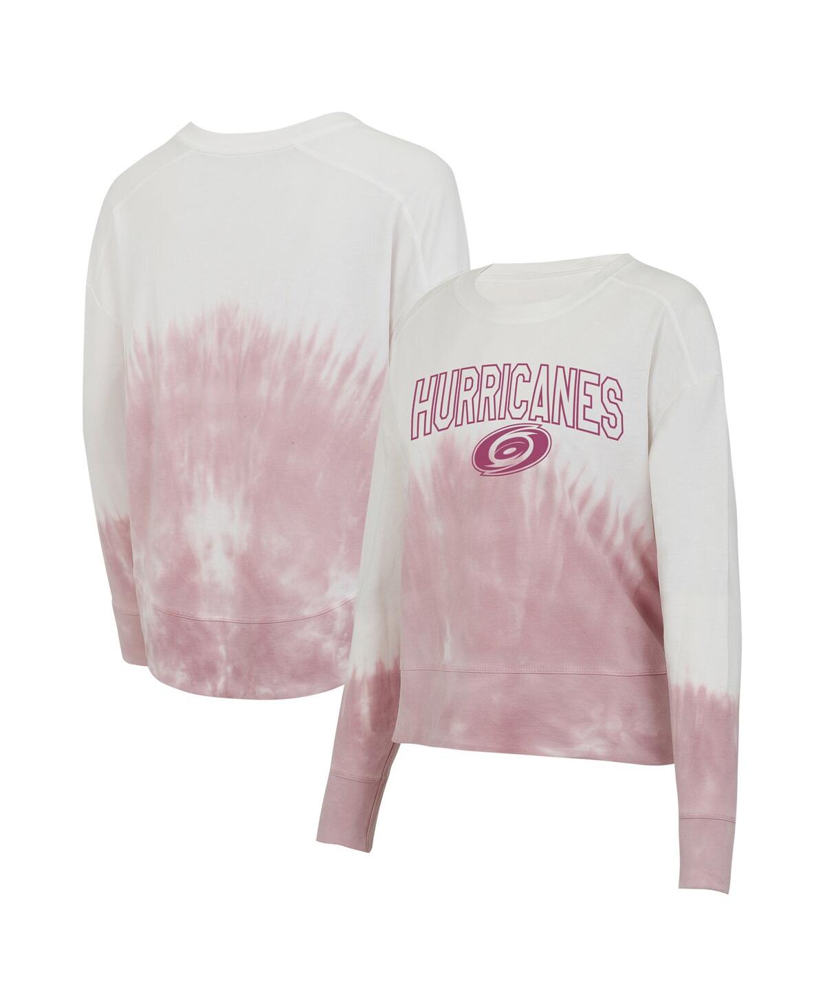 Women's Pink/White Carolina Hurricanes Orchard Tie-Dye Long Sleeve T-Shirt - Pink, White