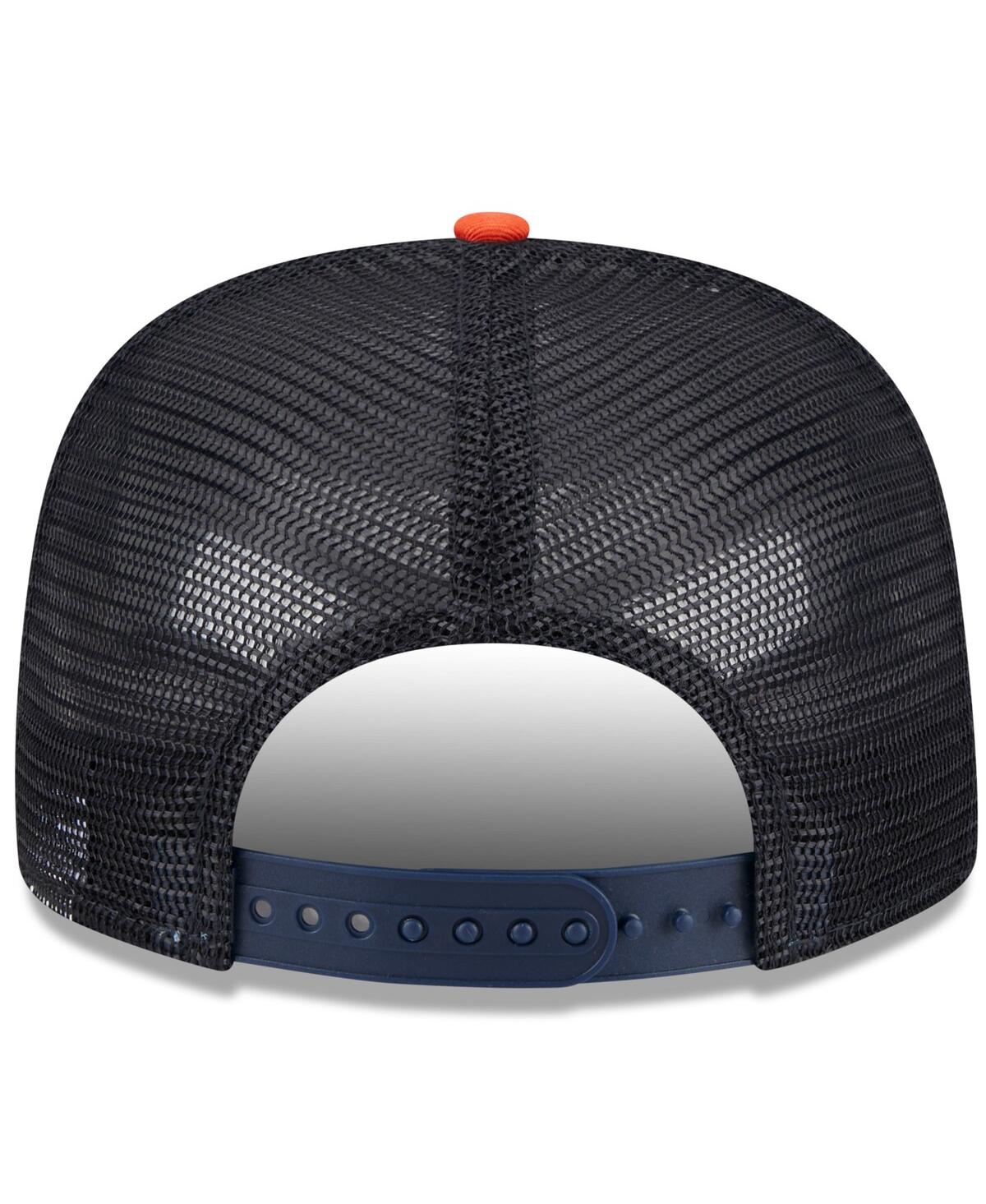 New Era Men's White/orange Houston Astros Team Foam Front A-frame Trucker 9fifty Snapback Hat In White,orange