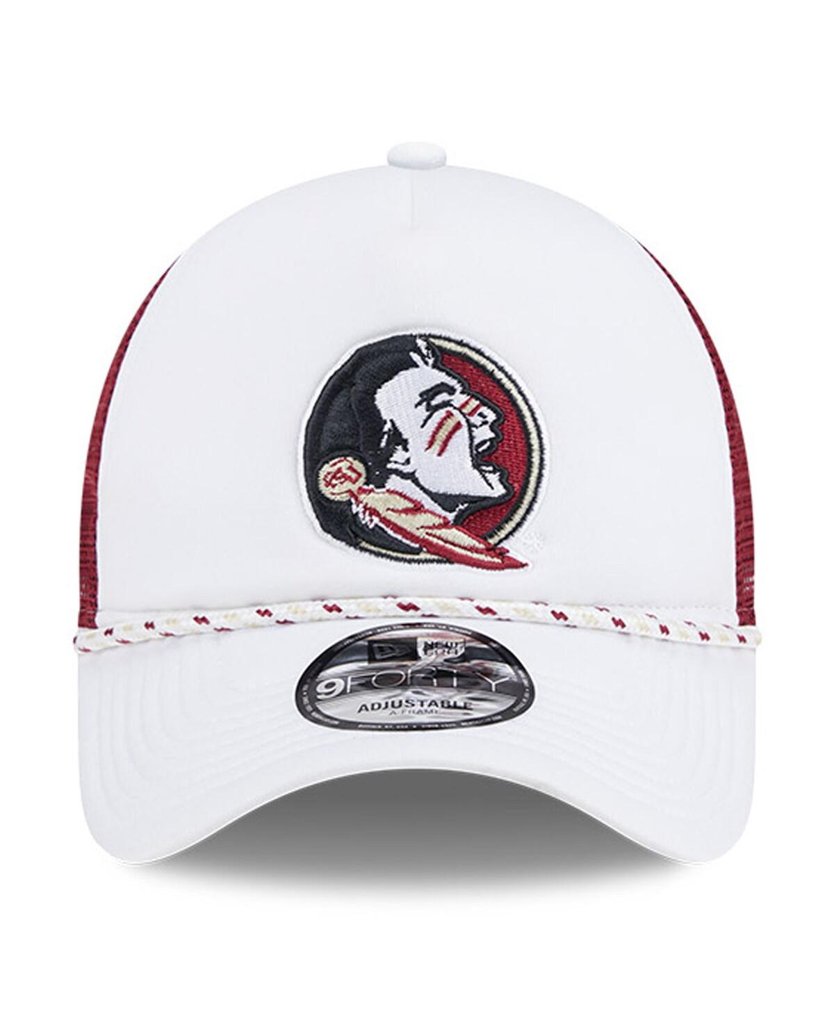 New Era Men's White/maroon Mississippi State Bulldogs Court Sport Foam A-frame 9forty Adjustable Trucker Hat In White,garnet