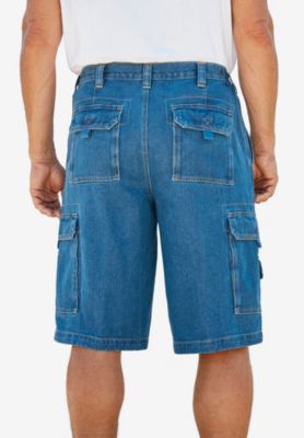 Big & Tall by KingSize 12" Side Elastic Denim Cargo Shorts