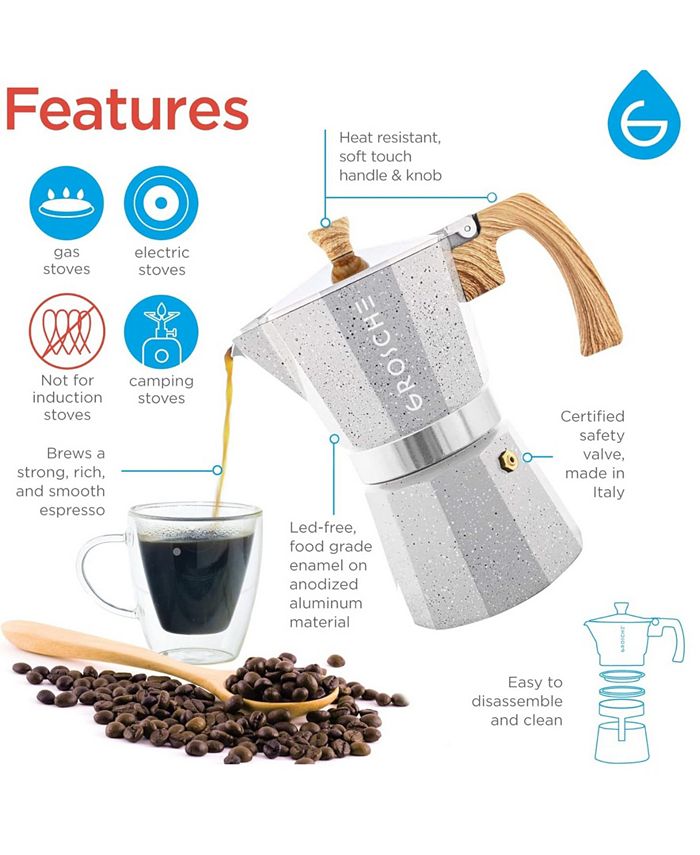 GROSCHE Milano Stone Expresso Elegance: Moka Pot Espresso Cup set - Macy's