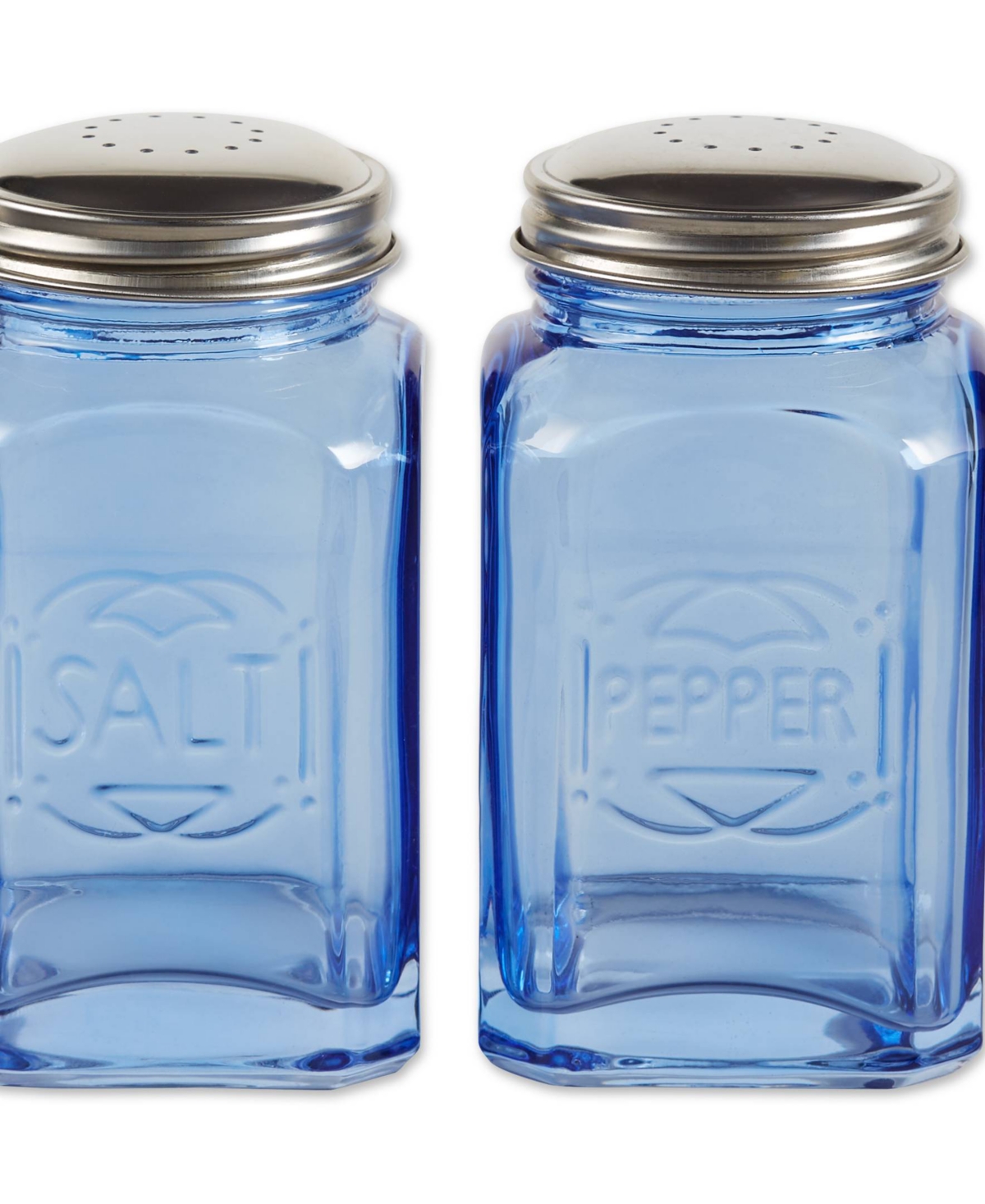 Rsvp International Retro Glass Blue 2 Piece 8 Ounce Retro Style Salt Pepper Set In Blue