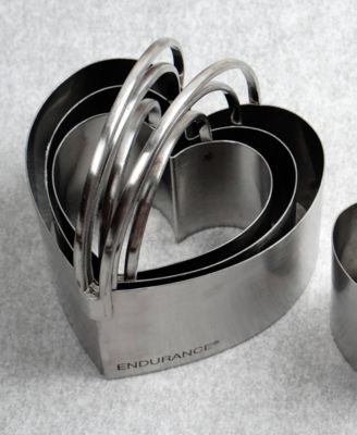 Endurance Stainless Steel 4 Piece Heart Shaped Nesting Biscuit Cutter Set