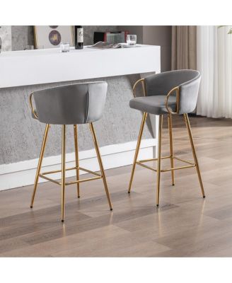 Streamdale Velvet Bar Stools with Chrome Accents (Set of 2)