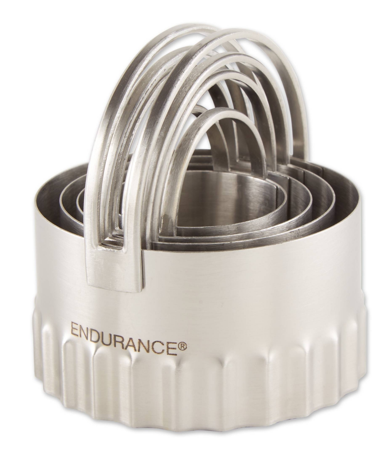 Rsvp International Endurance Stainless Steel 4 Piece Round Rippled Biscuit Cutter Set In Gray