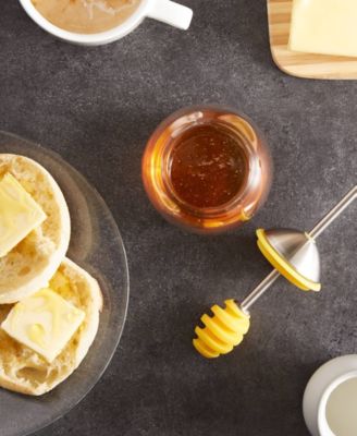 Glass, Stainless Steel and Silicone 3x3x8" Yellow Honey Jar Set