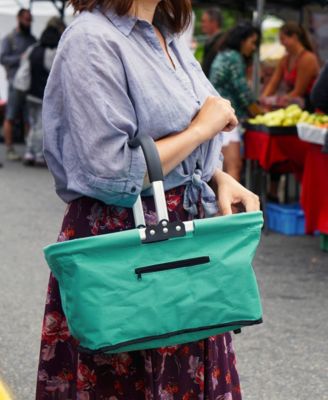 Aluminum Frame 17x11x18" Turquoise Foldable Market Basket