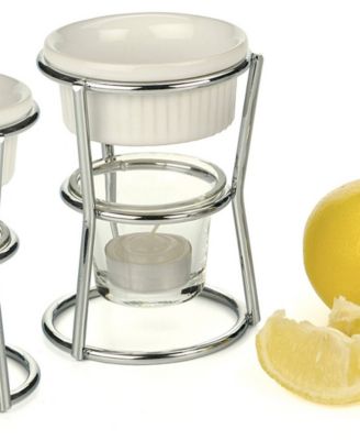 Stoneware 2 Piece 3x3x5" Promo Butter Warmer Set