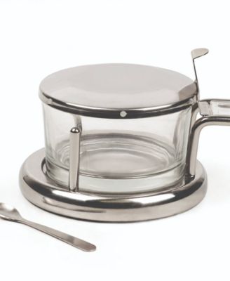 Endurance Stainless Steel 6x4x3" Salt Server and Spoon Set