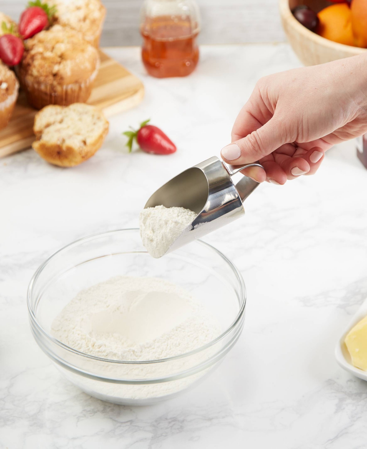 Rsvp International Endurance 18/8 Stainless Steel 1/3 Cup Single Mini Scoop 5x2x2" In Gray