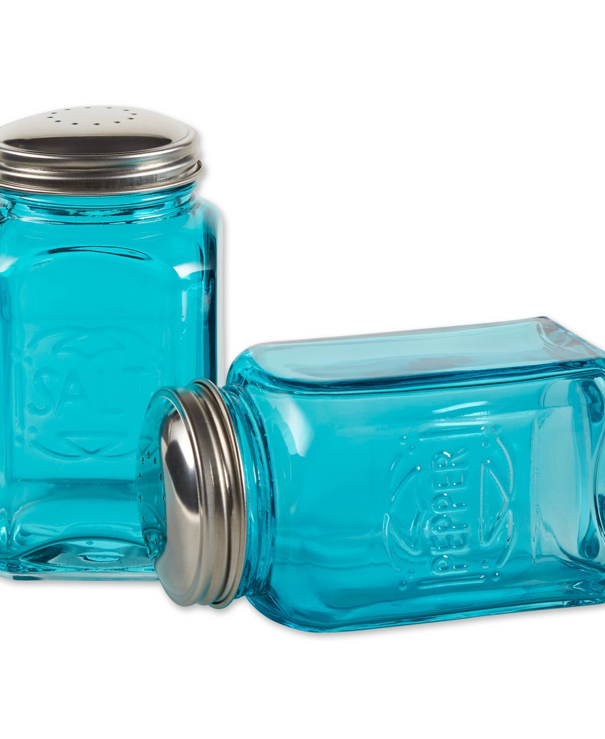 Rsvp International Retro Glass Turquoise 2 Piece 8 Ounce Retro Style Salt Pepper Set In Blue