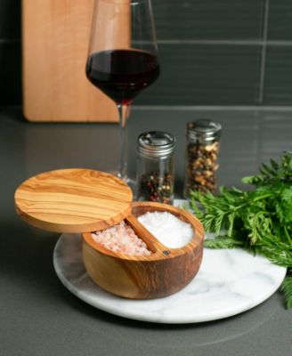 Olive Wood 8 ounce Salt Box