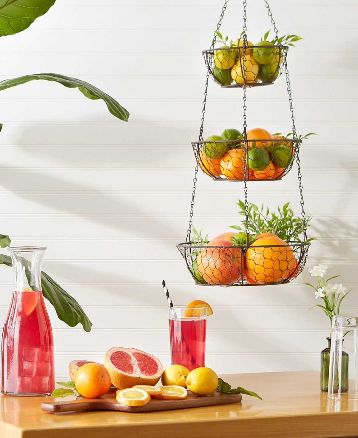 RSVP INTERNATIONAL CHICKEN WIRE 3 TIER BRONZE HANGING BASKET 