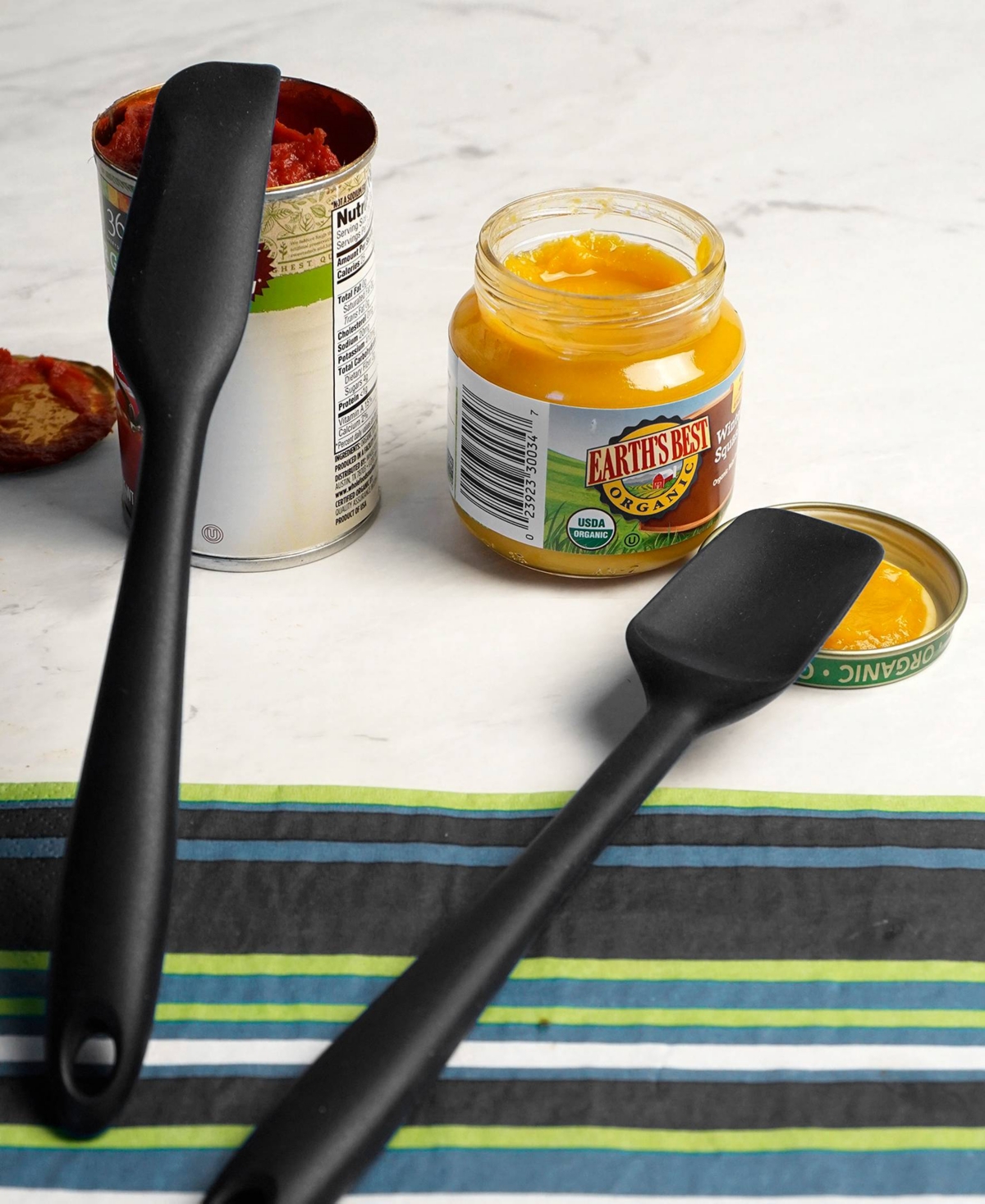 RSVP INTERNATIONAL SILICONE COATED STEEL 2 PIECE 8" ELA SERIES BLACK MINI SPATULA SET 
