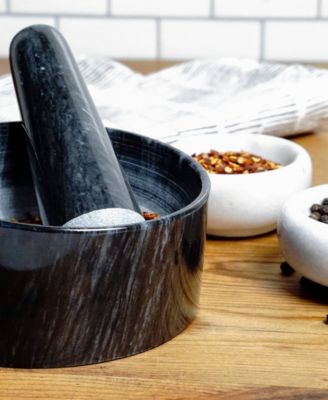 Black Marble Mortar Pestle Set