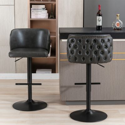 Set of 2 Modern Adjustable Swivel Bar Stools