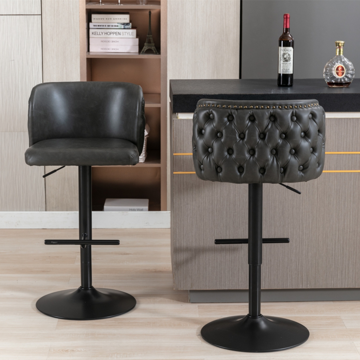 Streamdale Set of 2 Modern Adjustable Swivel Bar Stools