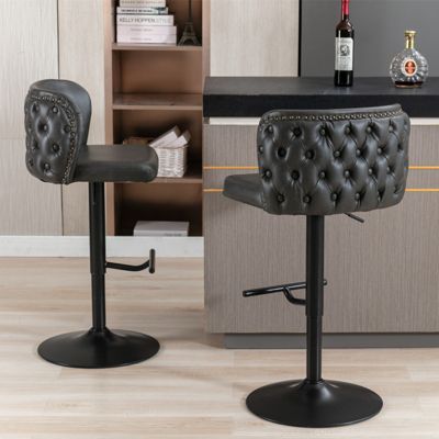 Set of 2 Modern Adjustable Swivel Bar Stools