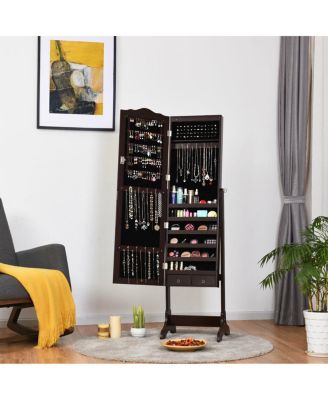 14 LED Jewelry Armoire Cabinet with Full Length Mirror and 4 Tilting Angles