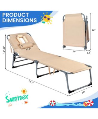 Folding Chaise Lounge Chair with Face Hole for Beach