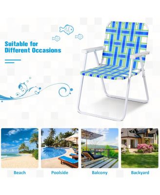 6 Pieces Folding Beach Chair Camping Lawn Webbing Chair