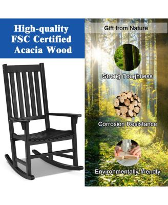 Indoor Outdoor Wooden High Back Rocking Chair