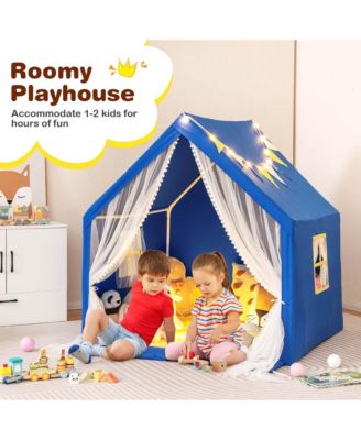 Large Play Tent Kids & Toddlers Playhouse with Washable Cotton Mat, Star Lights