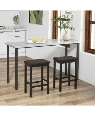 Set of 2 Rubber Wood Bar Stools 24" Counter Height Stool with Padded Seat