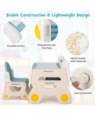 Kids Drawing Table &amp; Chair Set for Reading Playing with Pens &amp; Blackboard Eraser