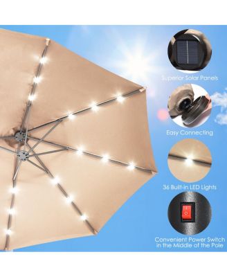15Ft Patio Double-Sided Solar LED Market Umbrella Crank Base