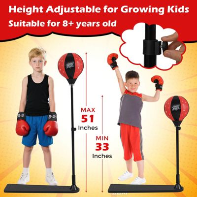 Kids Punching Bag w/Adjustable Stand Boxing Gloves Boxing Set
