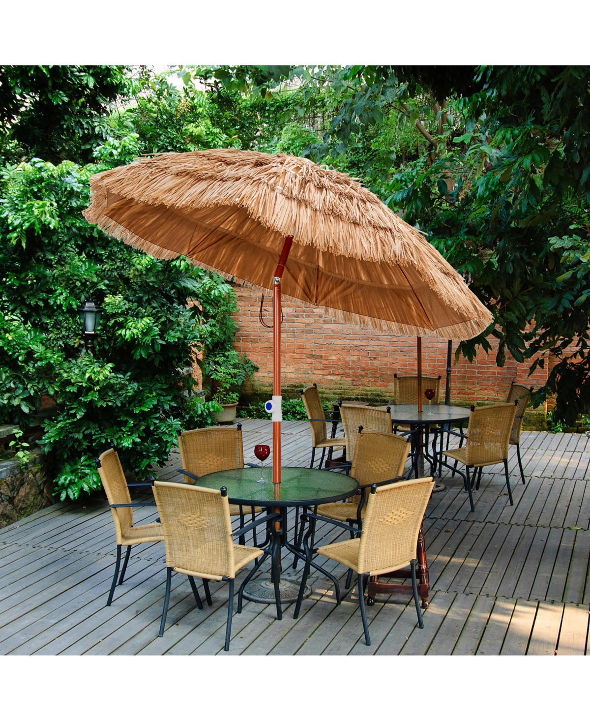 Patio 6FT Tropical Thatched Tiki Beach Umbrella Portable Outdoor Market Tilt