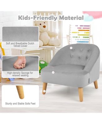 20''  Velvet Fabric  Kids Sofa Chair w/ Ottoman Toddler Single Sofa Velvet Upholstered