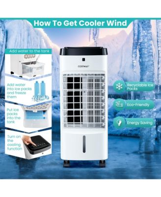 4-in-1 Evaporative Air Cooler w/ Fan & Humidifier Remote Control Ice Packs