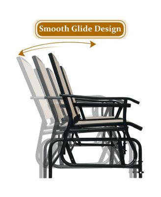 2 Person Patio Double Glider Loveseat Rocking with Center Table