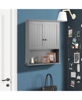Wall Mount Bathroom Cabinet Storage Organizer Medicine Cabinet with 2-Doors and 1- Shelf Cottage Collection Wall Cabinet