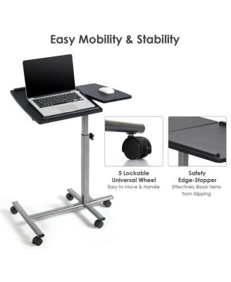 Adjustable Angle & Height Rolling Laptop Notebook Desk Stand Over Sofa Bed Table