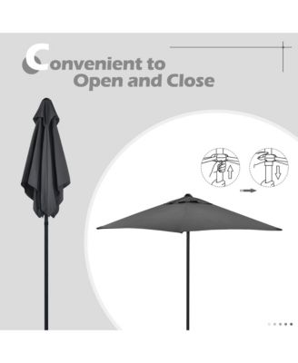 6PCS Patio Furniture Dining Set Folding Chairs Glass Table W/Umbrella Deck