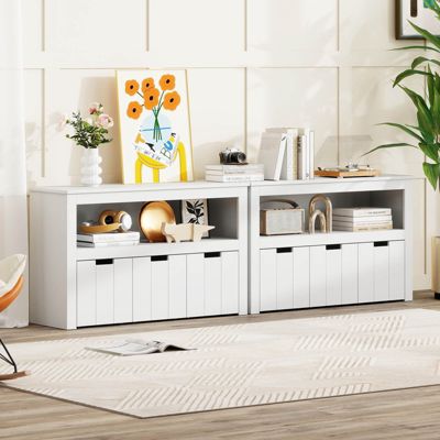 Kid Toy Storage Cabinet 3 Drawer Chest w/Wheels Large Storage Cube Shelf