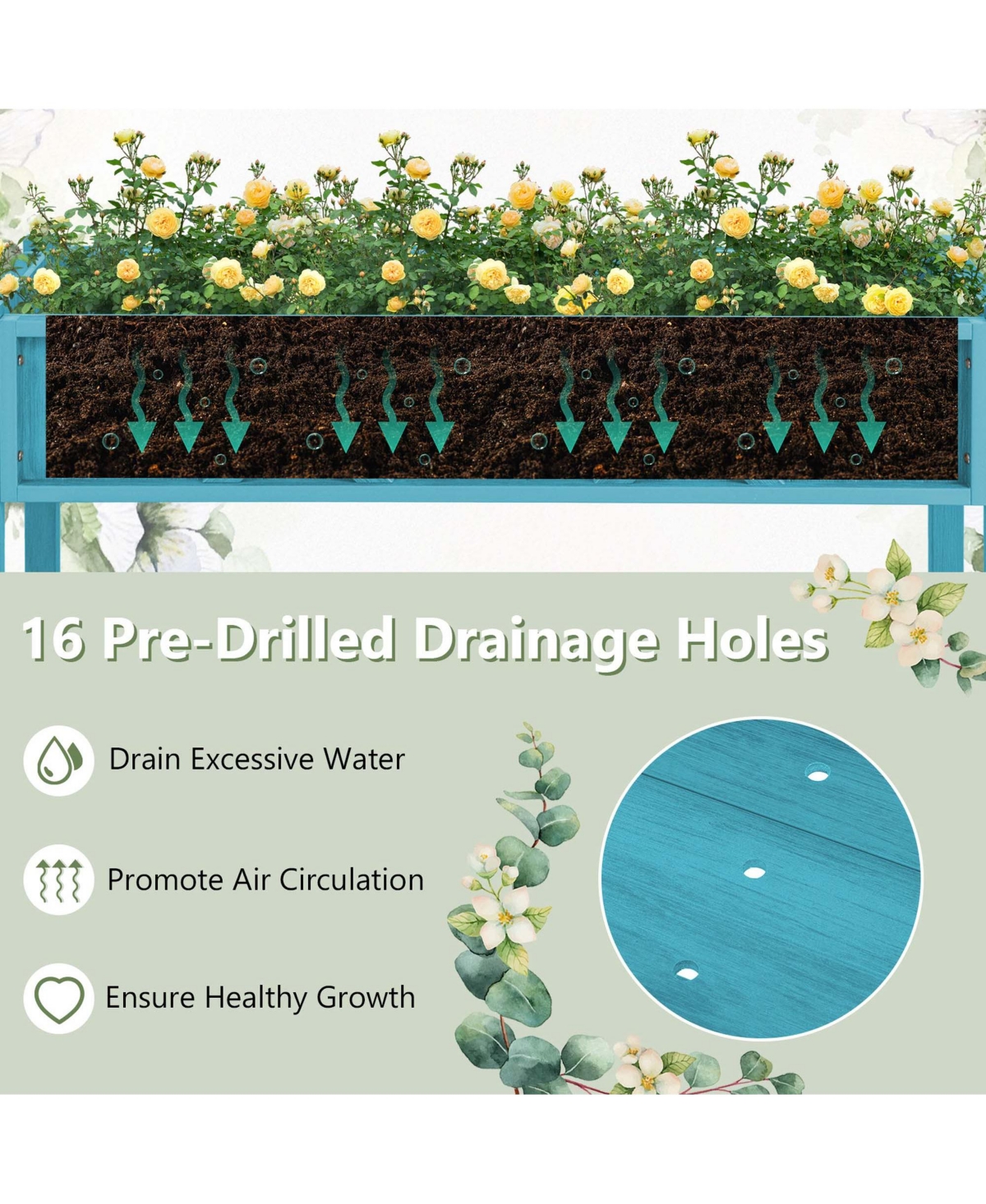 Costway Hips Raised Garden Bed Poly Wood Elevated Planter Box with Legs, Storage Shelf