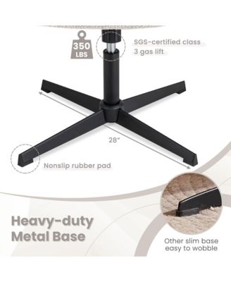 Cross Legged Office Chair Armless Office Desk Chair with Imitation Lamb Fleece