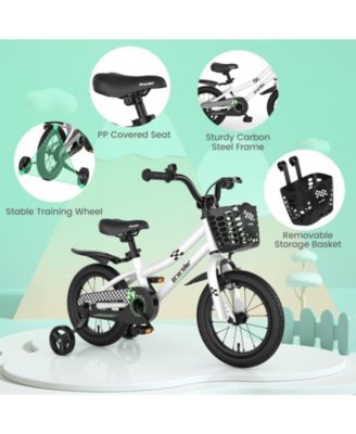 14'' Kid's Bike with Removable Training Wheels & Basket for 3-5 Years Old