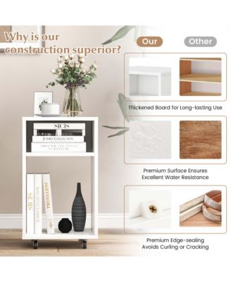 Mobile File Cabinet Wooden Printer Stand Vertical Storage Organizer Home Office